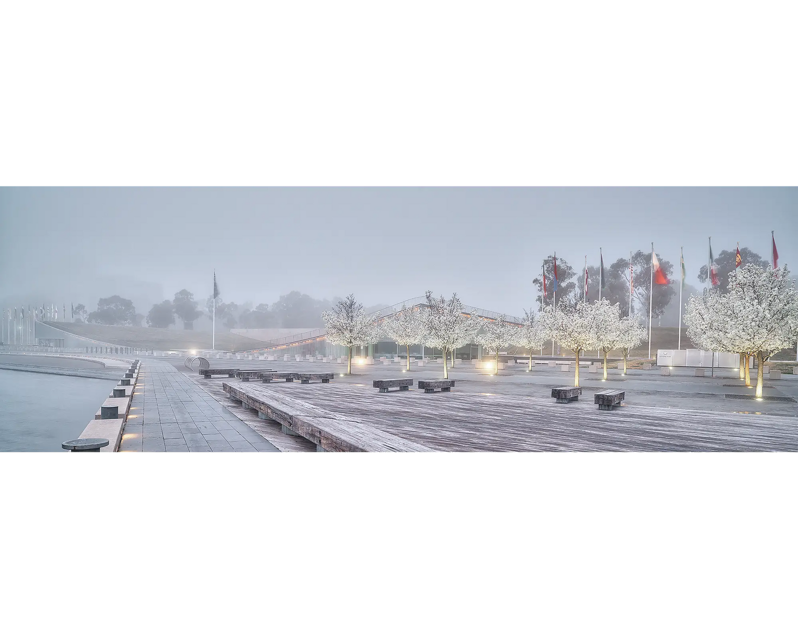 Waters Edge - Fog beside Lake Burley Griffin, Canberra.