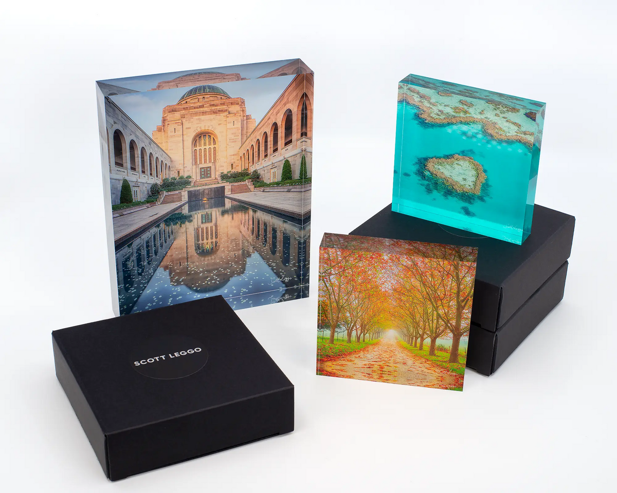 Welcome To Autumn acrylic block with gift box.