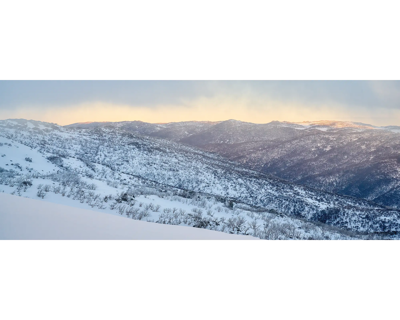 Whispers of Winter. Thredbo Valley covered in snow, Kosciuszko National Park.