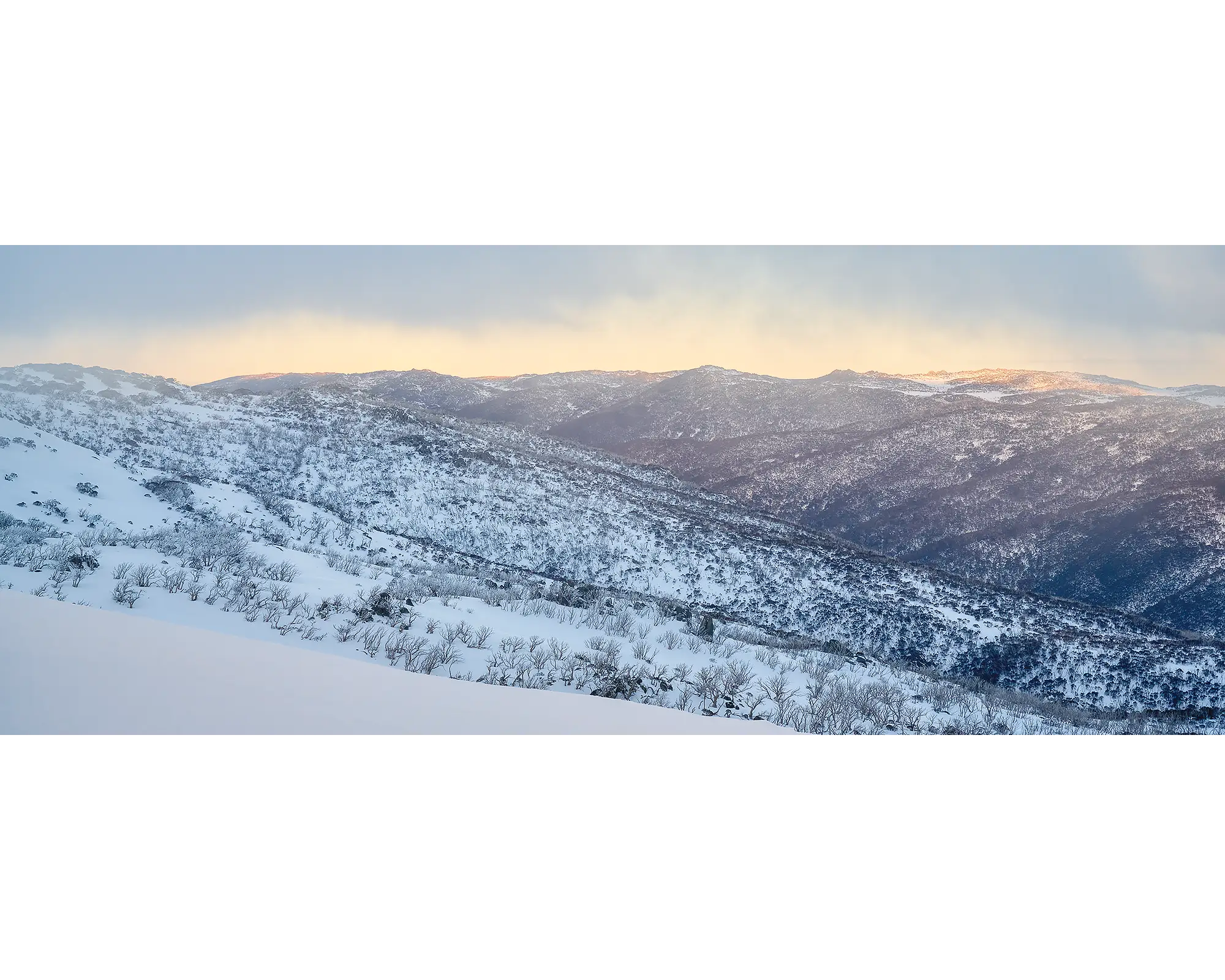 Whispers of Winter. Thredbo Valley covered in snow, Kosciuszko National Park.