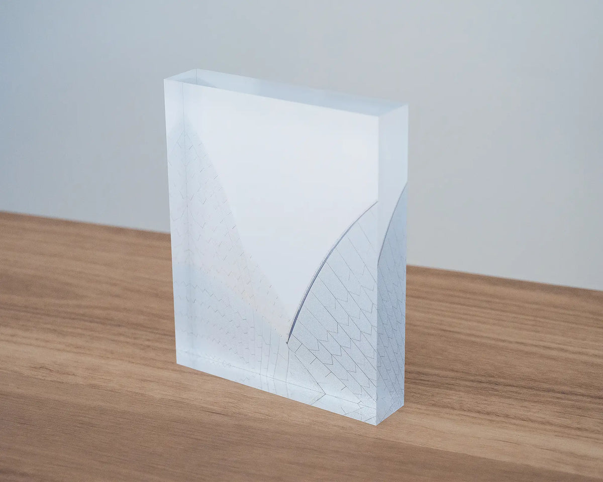 White On White. Acrylic block of Opera House shells, Sydney.
