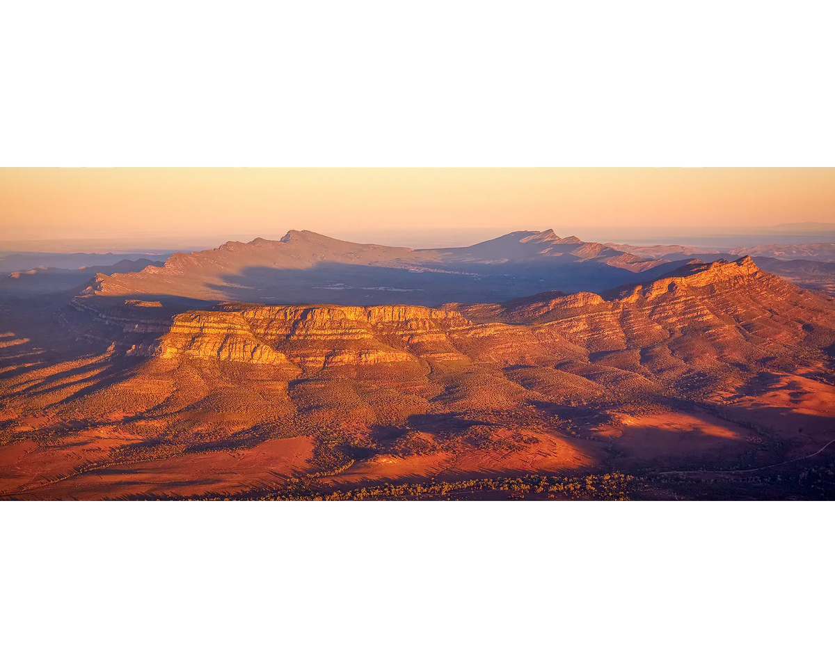 Wilpena Pound at sunrise from the air, Flinders Ranges, South Australia.