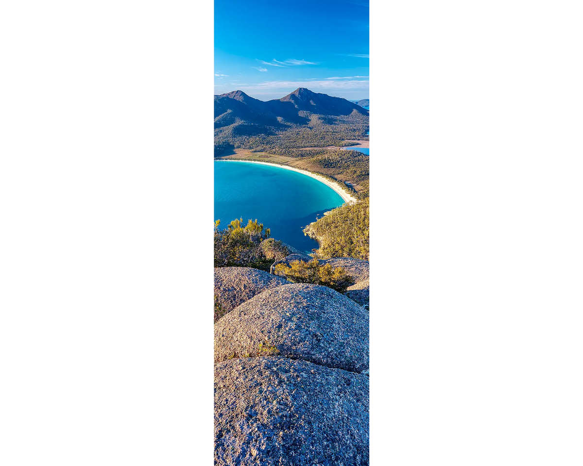 Wineglass Bay. Sunrise over Freycinet National Park, Tasmania, Australia.