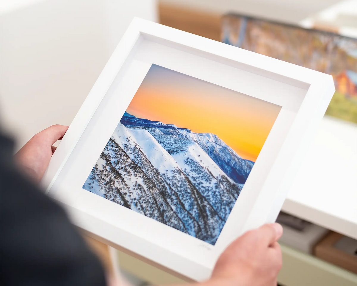 Winter Glow - Small framed print with white frame.