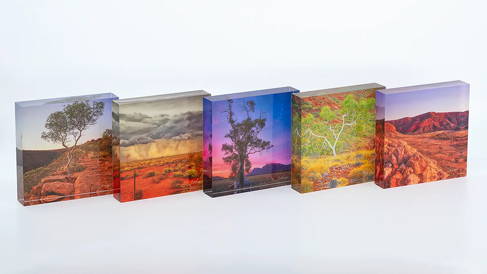 Yellow acrylic block collection. Australian Artwork.