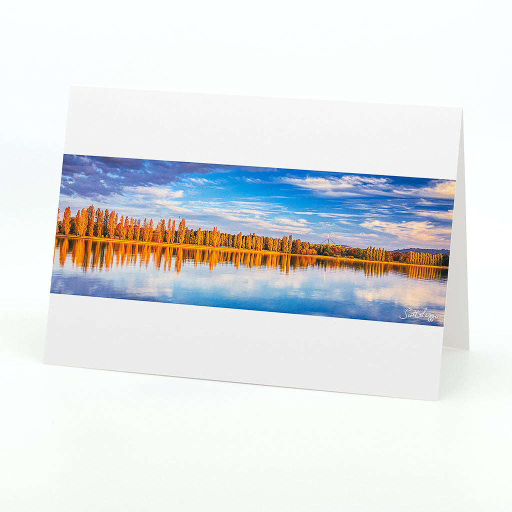 Australian made greeting card. 10 pack. Autumn By The Lake.
