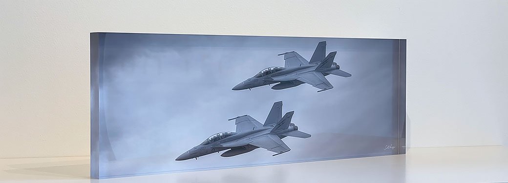Rhino Pair - Acrylic Desk Block - Super Hornets