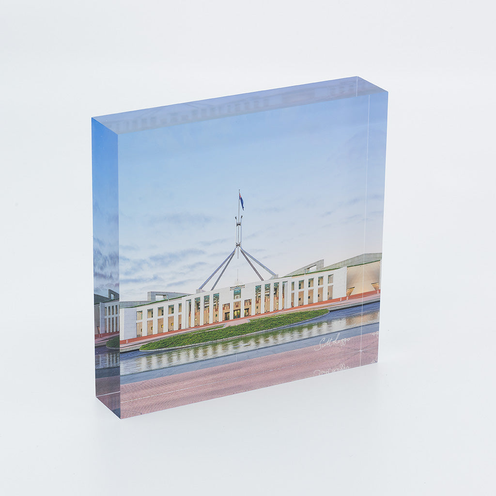 Australian made artwork. Acrylic desk block. The Hill. Canberra.