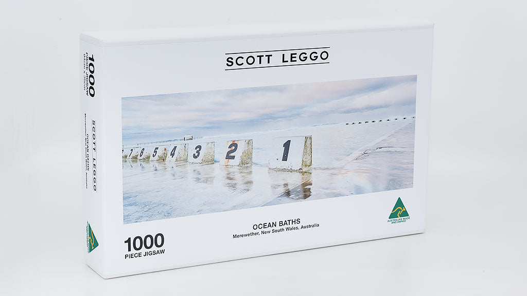 Premium quality, Australian made jigsaw puzzle of adults. 1000 piece. Ocean Baths.