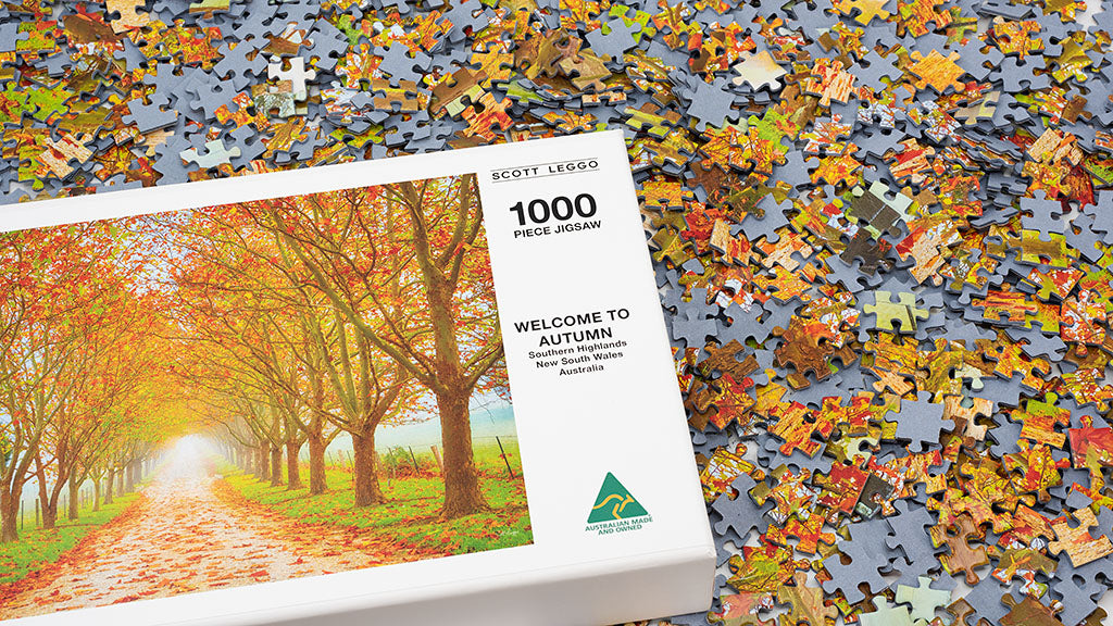 Premium quality, Australian made jigsaw puzzle of adults. 1000 piece. Welcome To Autumn.