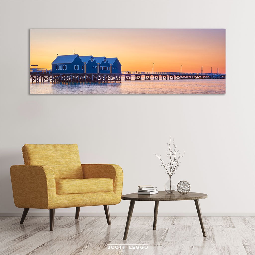 Busselton Jetty at sunset - wall art in room example