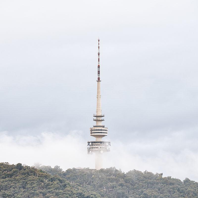 Rising - Black Mountain Tower in fog - Australian Capital Territory, Australia